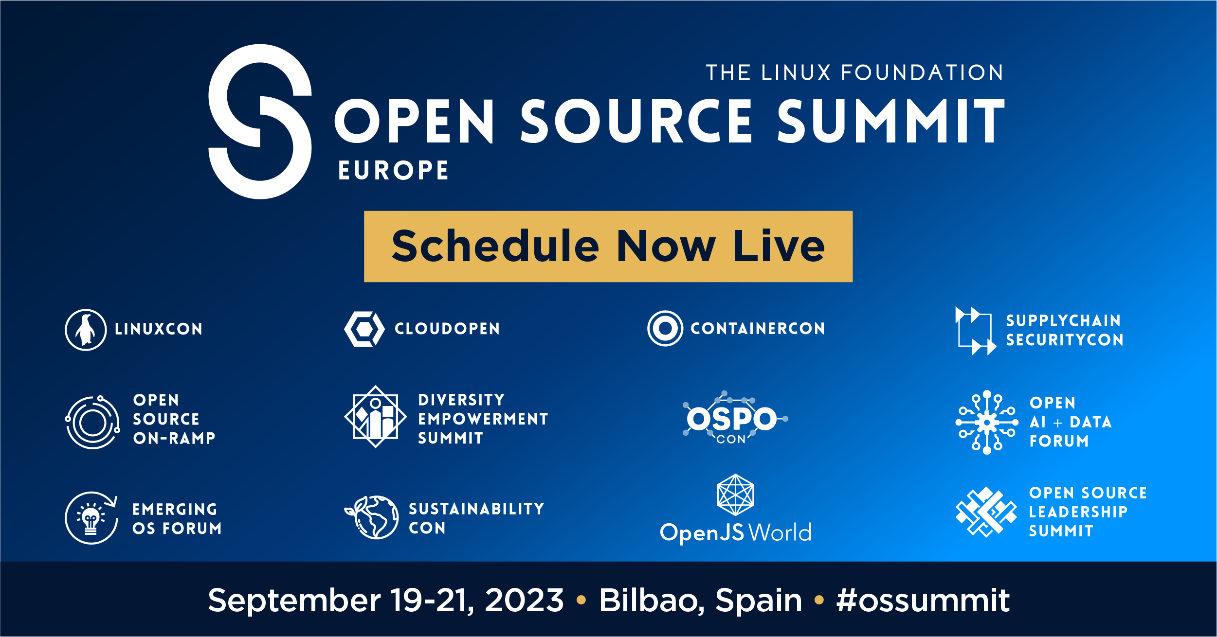 Schedule now live for Open Source Summit Europe, September 19-21, 2023 in Bilbao, Spain. 